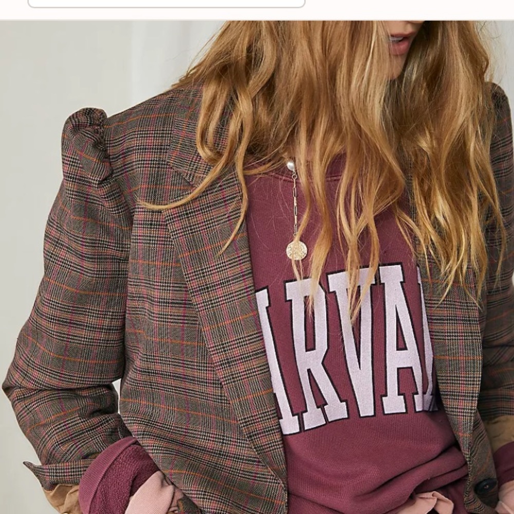 Free People Multicolor Plaid Blazer